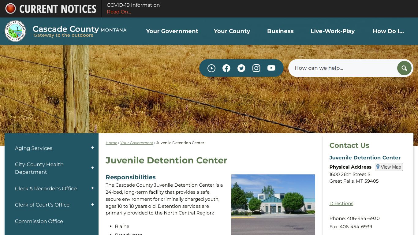 Juvenile Detention Center | Cascade County, MT